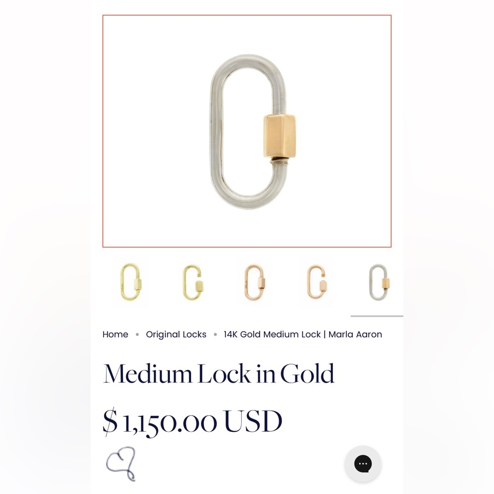 Marla Aaron Medium Lock in Gold